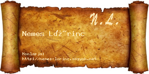 Nemes Lőrinc névjegykártya
